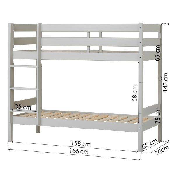 ECO Comfort stapelbed 70x160 cm met lattenbodem & koudschuimmatras, Dove grey - Afbeelding 10