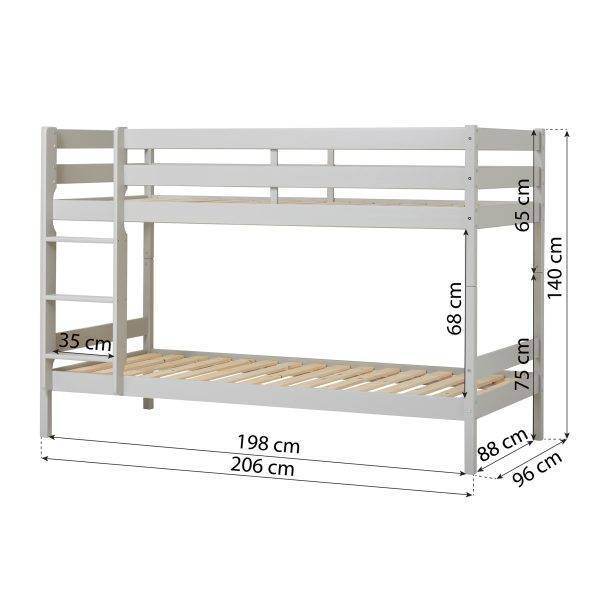 ECO Comfort stapelbed 90x200 cm met lattenbodem, Dove Grey - Afbeelding 8