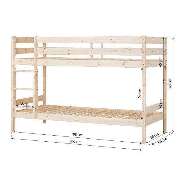 ECO Comfort stapelbed 90x200 cm met lattenbodem, Naturel - Afbeelding 6