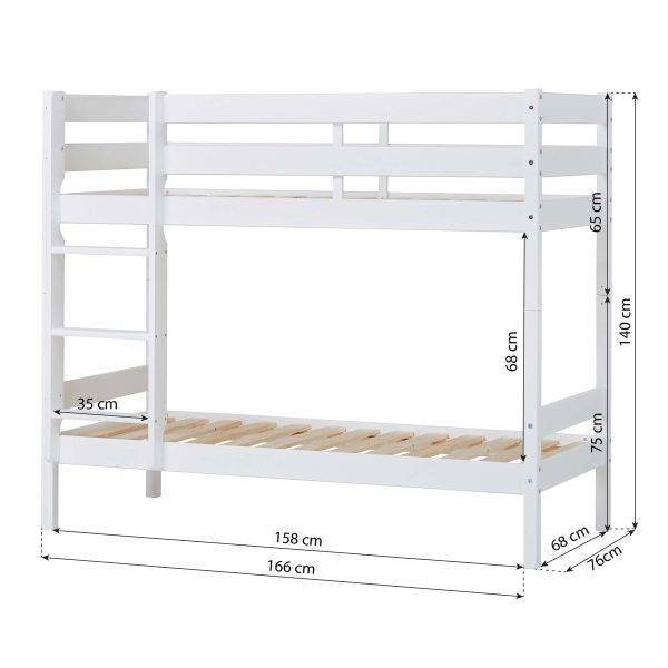 ECO Comfort stapelbed 70x160 cm met lattenbodem, Wit - Afbeelding 6