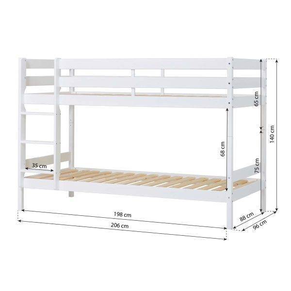 ECO Comfort stapelbed 90x200 cm met lattenbodem & koudschuimmatras, Wit - Afbeelding 8