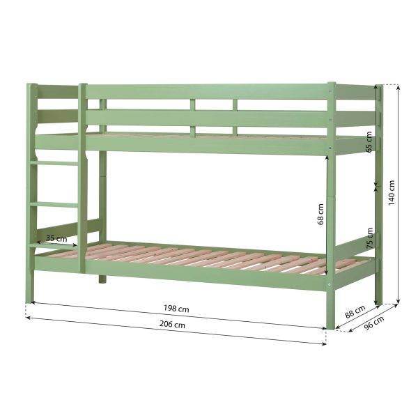 ECO Comfort stapelbed 90x200 cm met lattenbodem, Pale Green - Afbeelding 7