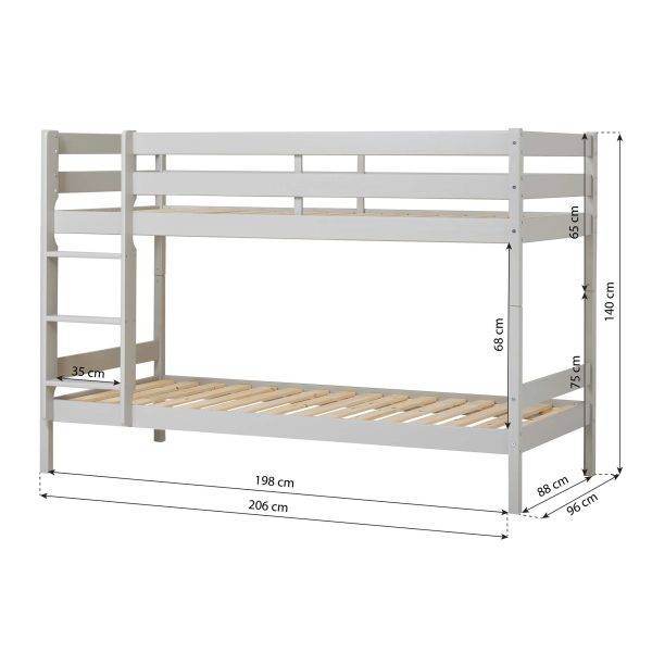ECO Comfort stapelbed 90x200 cm met lattenbodem, Dove Grey - Afbeelding 6