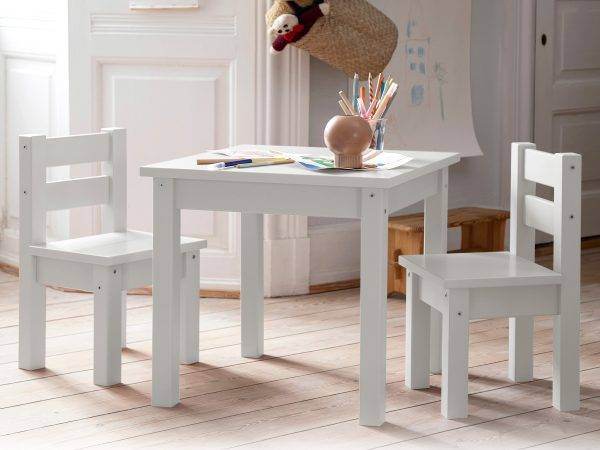 MADS kinder set 1 tafel/2 stoelen, Wit - Afbeelding 2