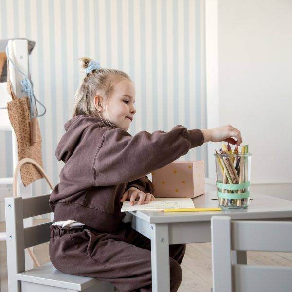 MADS kinder set 1 tafel/1 stoel, Dove grey - Afbeelding 6