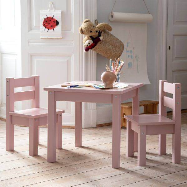 MADS kinder set 1 tafel/1 stoel, Pale pink - Afbeelding 2