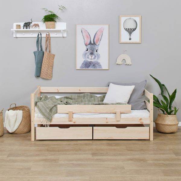 ECO Comfort juniorbed 70x160 met lades en veiligheidsrail, Naturel - Afbeelding 2