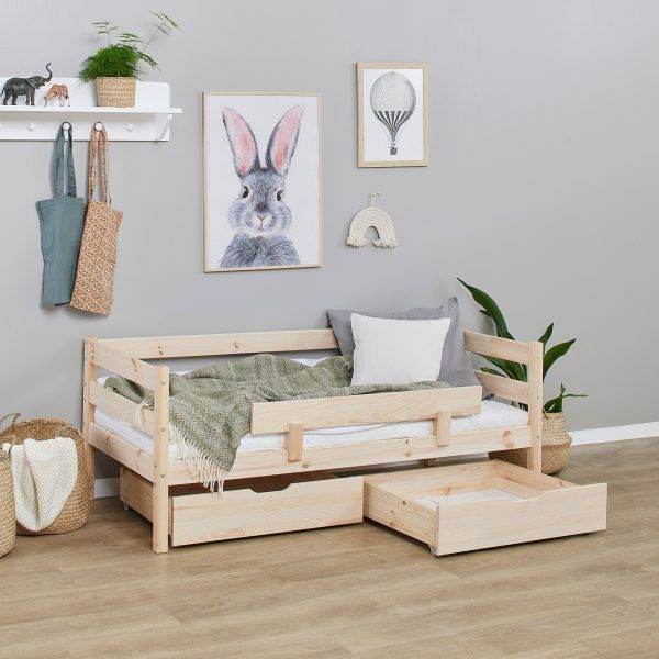 ECO Comfort juniorbed 70x160 met lades en veiligheidsrail, Naturel - Afbeelding 4