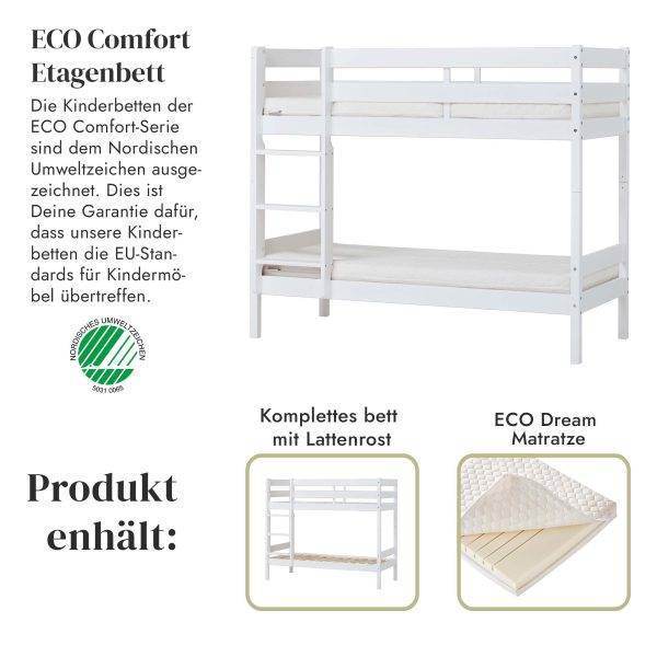 ECO Comfort stapelbed 70x160 cm met lattenbodem en ECO Dream matras, Wit - Afbeelding 2