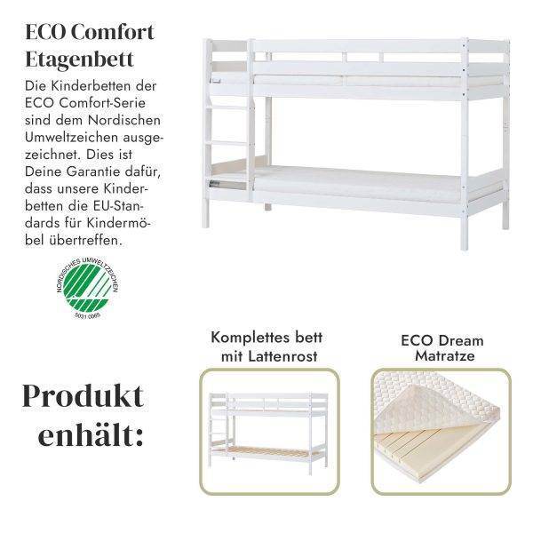 ECO Comfort stapelbed 90x200 cm met lattenbodem & koudschuimmatras, Wit - Afbeelding 2