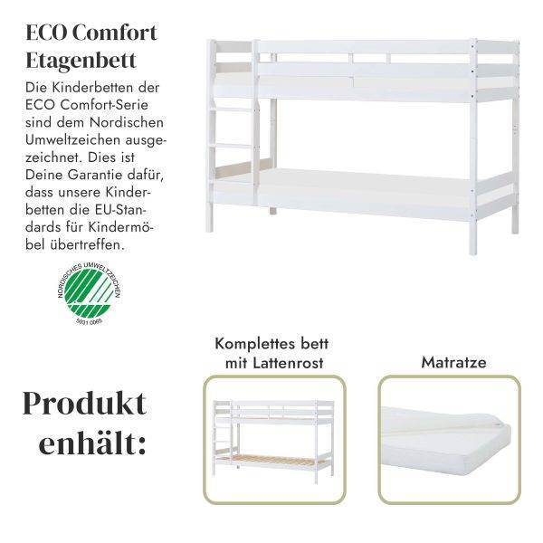 ECO Comfort stapelbed 90x200 cm met lattenbodem & ECO Dream matras, Naturel - Afbeelding 2