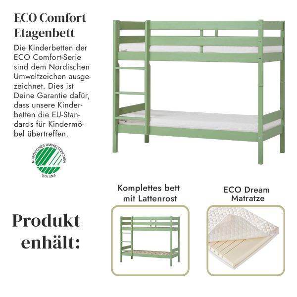 ECO Comfort stapelbed 70x160 cm met lattenbodem & koudschuimmatras, Pale green - Afbeelding 2