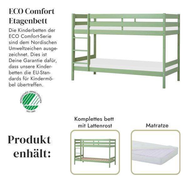 ECO Comfort stapelbed 90x200 cm met lattenbodem & schuimmatras, Wit - Afbeelding 2