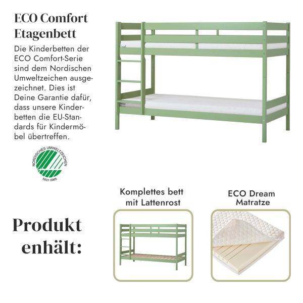 ECO Comfort stapelbed 90x200 cm met lattenbodem & koudschuimmatras, Pale green - Afbeelding 2