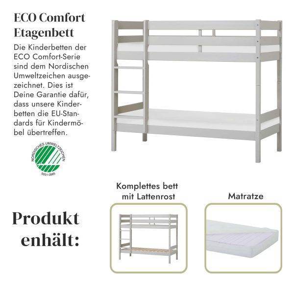 ECO Comfort stapelbed 70x160 cm met lattenbodem & schuimmatras, Dove grey - Afbeelding 2