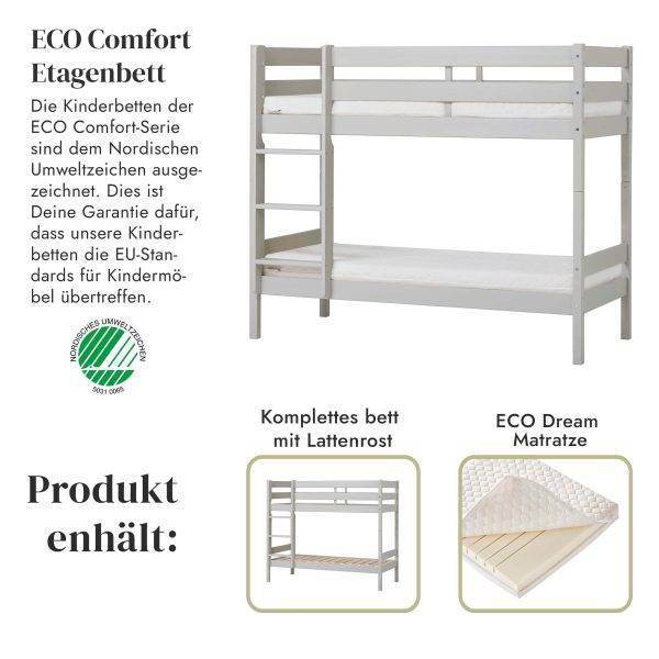 ECO Comfort stapelbed 70x160 cm met lattenbodem & koudschuimmatras, Dove grey - Afbeelding 2