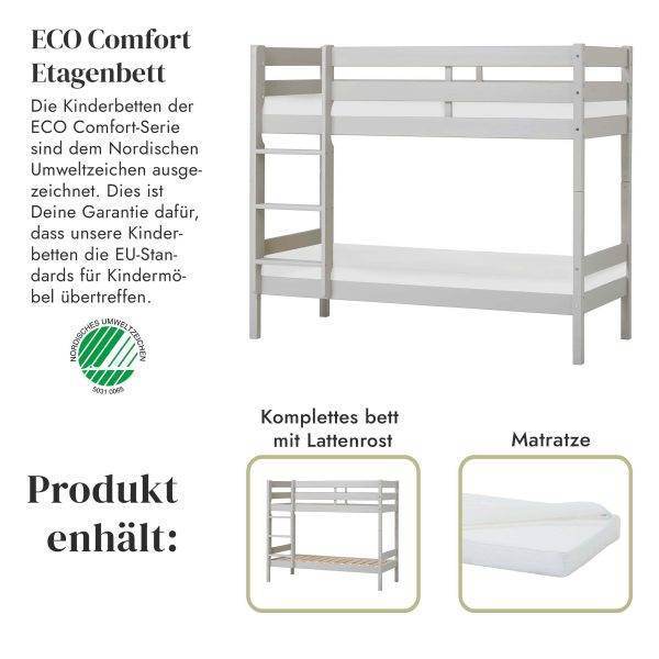 ECO Comfort stapelbed 70x160 cm met lattenbodem & ECO Dream matras, Wit - Afbeelding 2