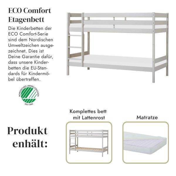 ECO Comfort stapelbed 90x200 cm met lattenbodem en koudschuimmatras, Dove grey - Afbeelding 2