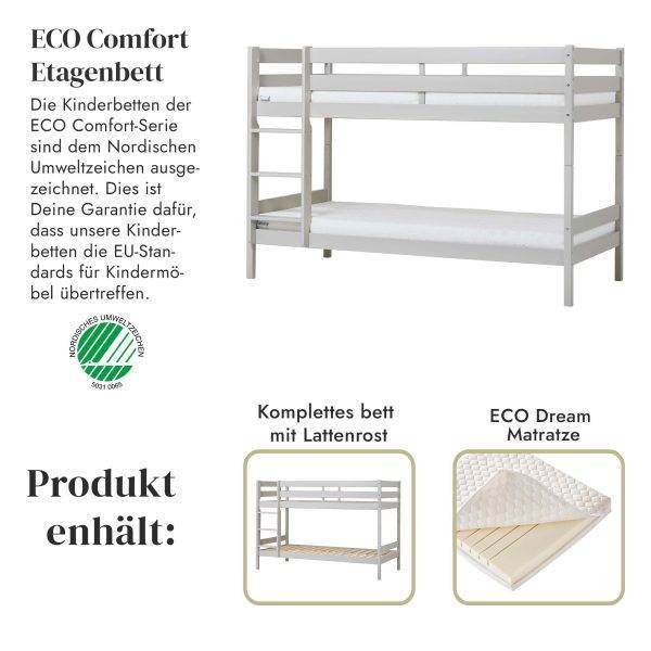 ECO Comfort stapelbed 90x200 cm met lattenbodem en ECO Dream matras, Dove grey - Afbeelding 2