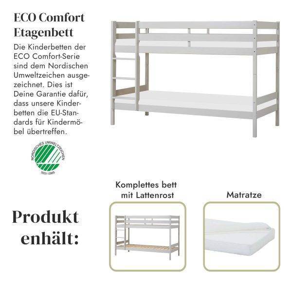ECO Comfort stapelbed 90x200 cm met lattenbodem en schuimmatras, Dove grey - Afbeelding 2