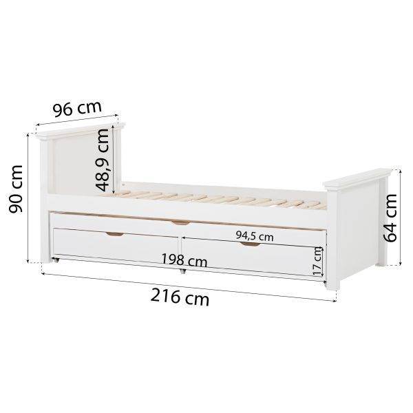 DELUXE bed 90x200 cm met ECO Luxe matras en uitschuifbed 90x190 cm - Afbeelding 5