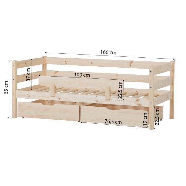 ECO Comfort juniorbed 70x160 met lades en veiligheidsrail, Naturel - Afbeelding 10
