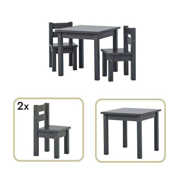 MADS kinder set 1 tafel/2 stoelen, Smoked pearl - Afbeelding 2