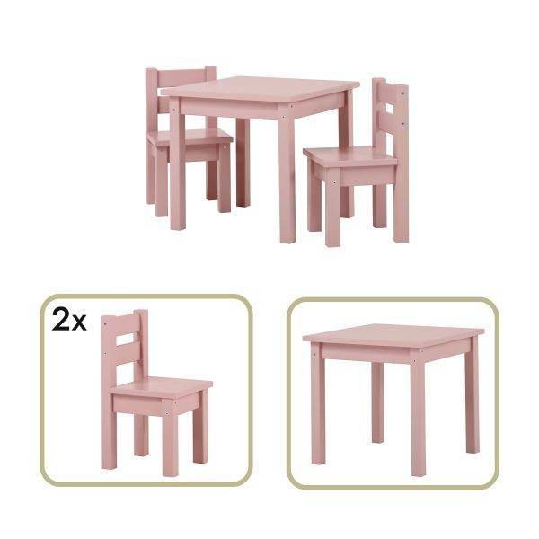 MADS kinder set 1 tafel/2 stoelen, Pale pink - Afbeelding 4