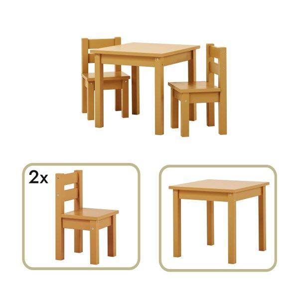 MADS kinder set 1 tafel/2 stoelen, Autumn yellow - Afbeelding 2