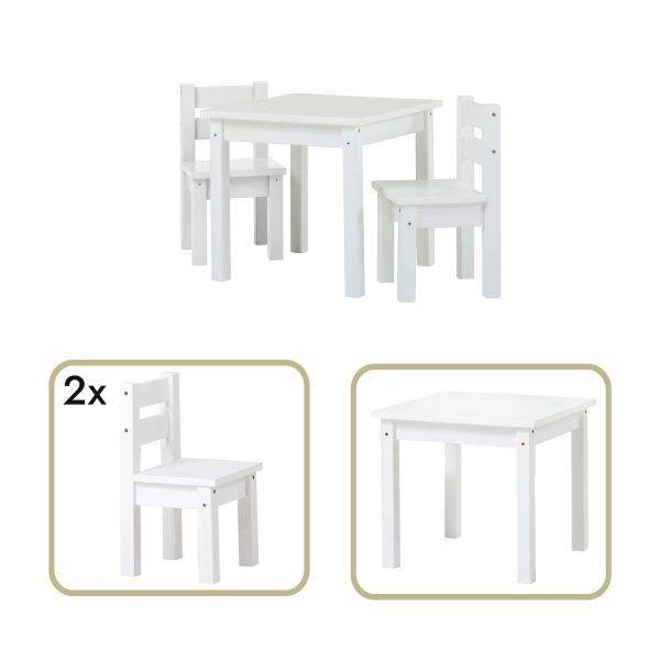 MADS kinder set 1 tafel/2 stoelen, Wit - Afbeelding 4