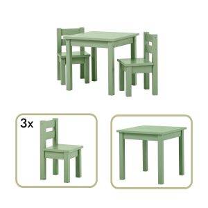 MADS kinder set 1 tafel/3 stoelen, Pale green