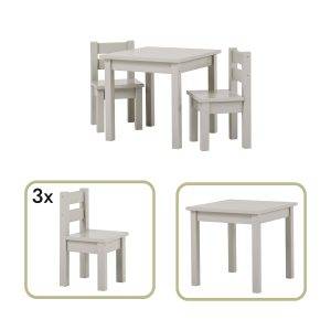 MADS kinder set 1 tafel/3 stoelen, Dove grey