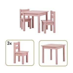 MADS kinder set 1 tafel/3 stoelen, pale rose