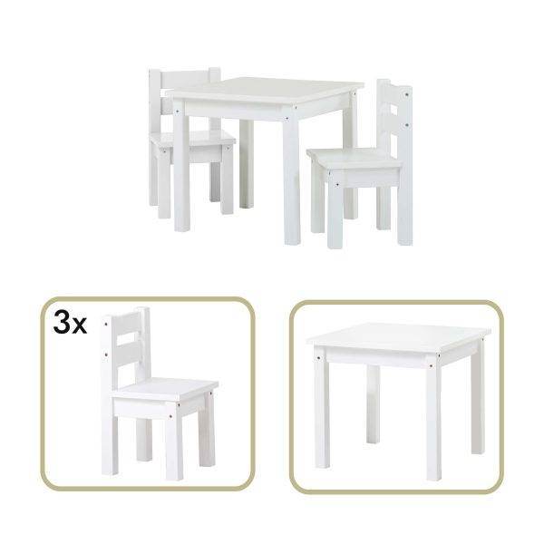 MADS kinder set 1 tafel/3 stoelen, Wit