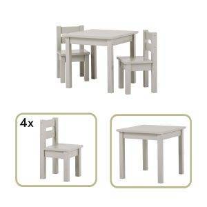 MADS kinder set 1 tafel/4 stoelen, Dove grey