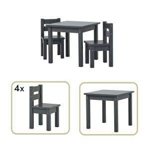 MADS kinder set 1 tafel/4 stoelen, Smoked pearl
