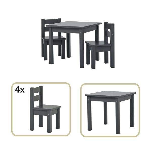 MADS kinder set 1 tafel/4 stoelen, Smoked pearl