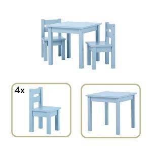 MADS kinder set 1 tafel/4 stoelen, Dream blue