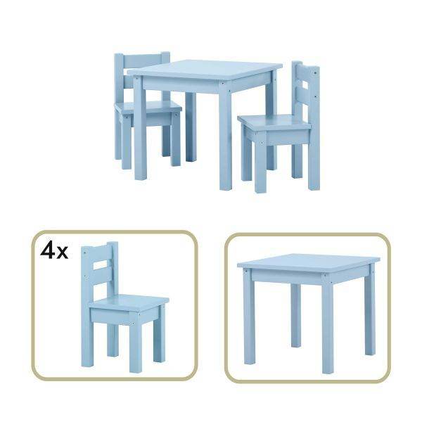 MADS kinder set 1 tafel/4 stoelen, Dream blue