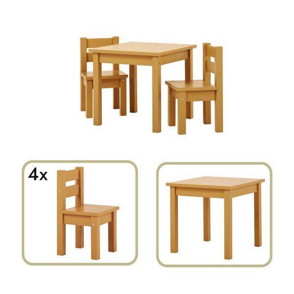 MADS kinder set 1 tafel/4 stoelen, Autumn Yellow