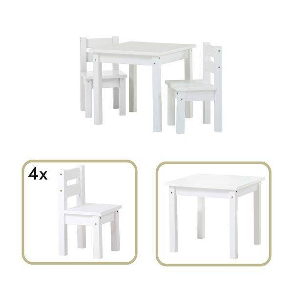 MADS kinder set 1 tafel/4 stoelen, Wit