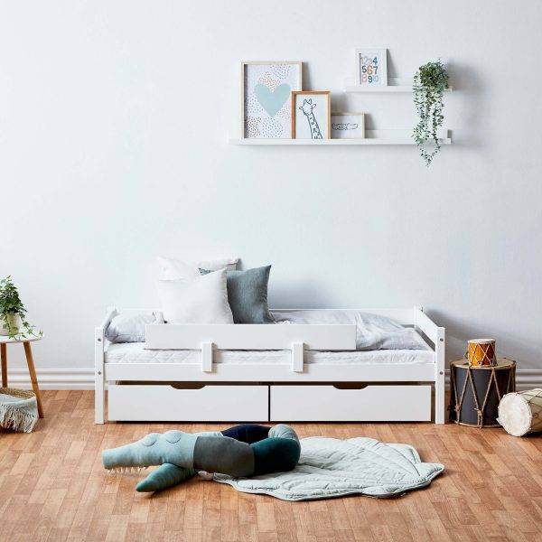 ECO One juniorbed model 0106 70x160 cm met lades & veiligheidsrail, Wit - Afbeelding 2