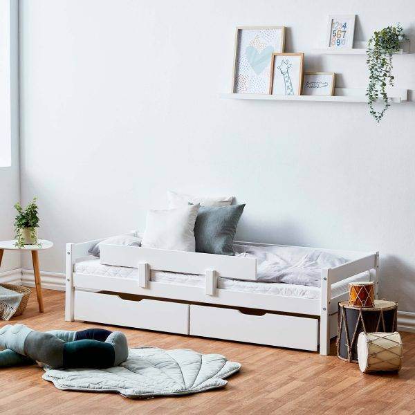 ECO One juniorbed model 0106 70x160 cm met lades & veiligheidsrail, Wit - Afbeelding 3