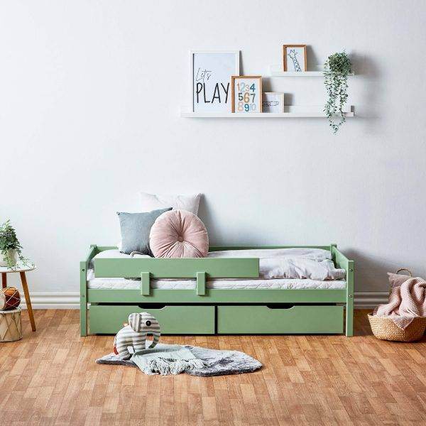 ECO One juniorbed model 0106 70x160 cm met lades & veiligheidsrail, Groen - Afbeelding 2