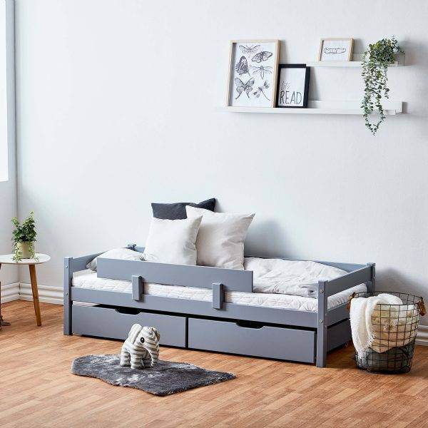 ECO One juniorbed model 0106 70x160 cm met lades & veiligheidsrail, Grijs - Afbeelding 3