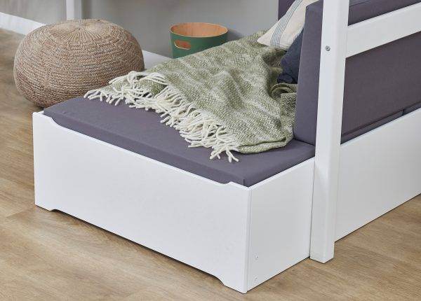 Hoppekids ECO Luxury MEGA bed 90x200 cm met schuine ladder, lounge-module en bureau, Flexibel lattenbodem, Wit - Afbeelding 3