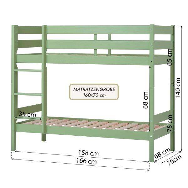 ECO Comfort stapelbed 70x160 cm met lattenbodem & ECO Dream matras, Duifgrijs - Afbeelding 3
