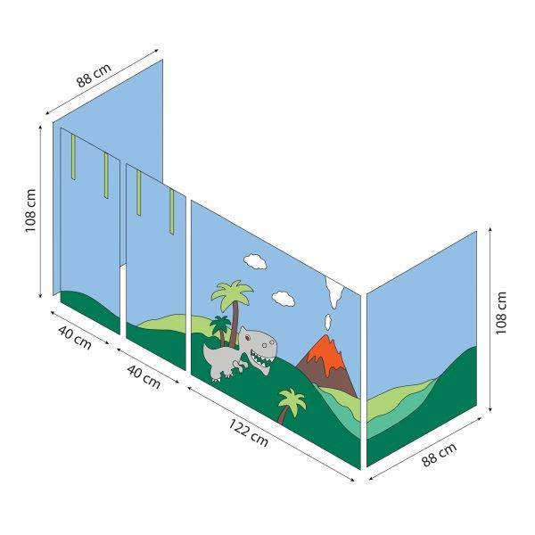 Hoppekids Dinosaurussen gordijn voor halfhoog bed 90x200 cm - Afbeelding 6