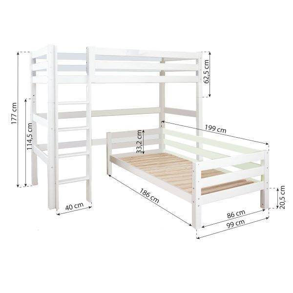 Hoppekids ECO Luxury hoogslaper 90x190 cm, Wit - Afbeelding 2