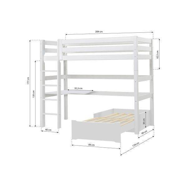 Hoppekids ECO Luxury MEGA bed 90x200 cm met lounge-module en bureau, Wit - Afbeelding 8